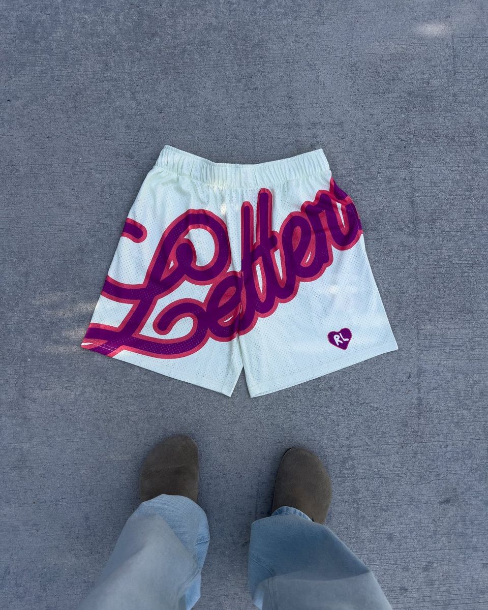 Letters Mesh Shorts - Cream