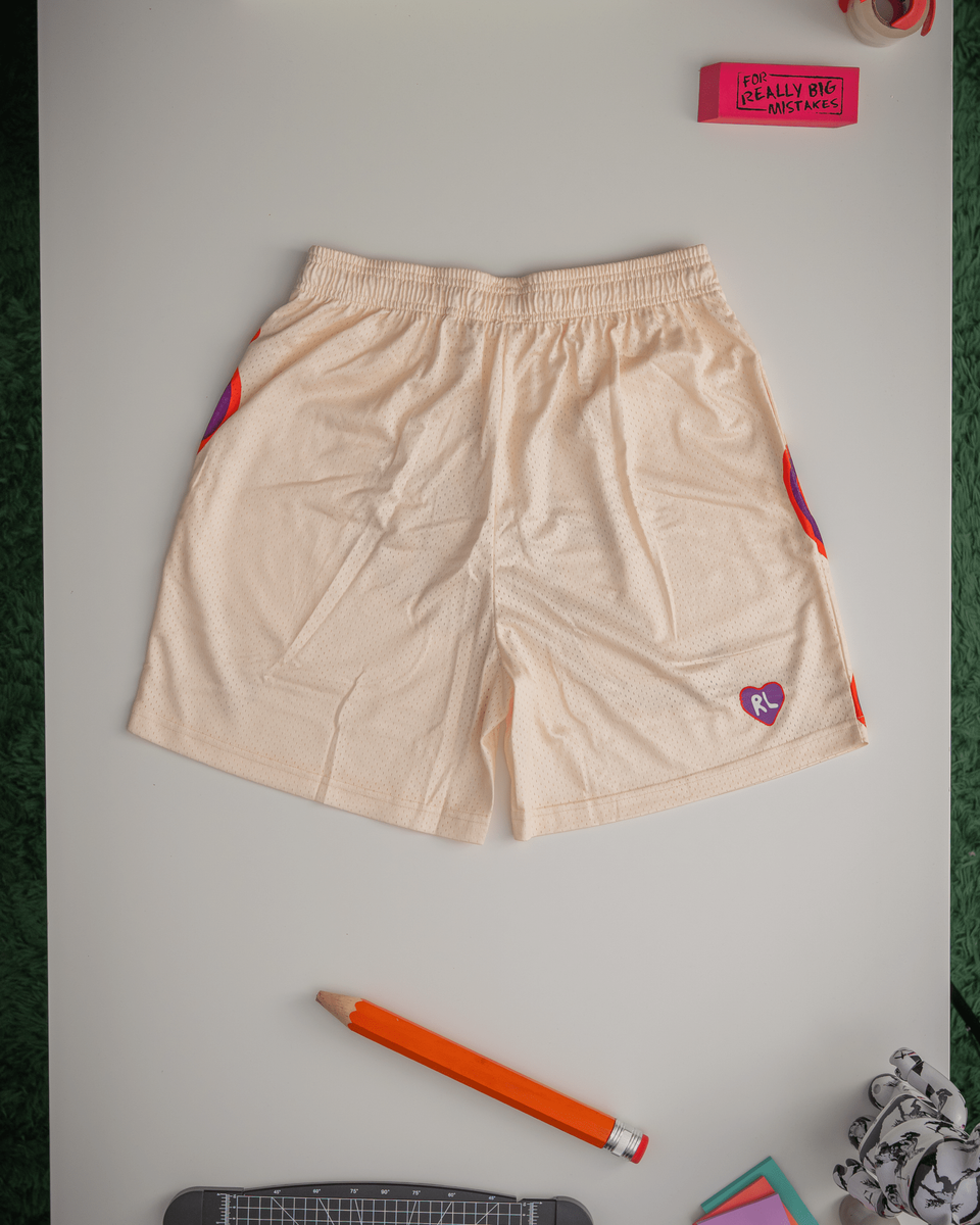Letters Mesh Shorts - Cream