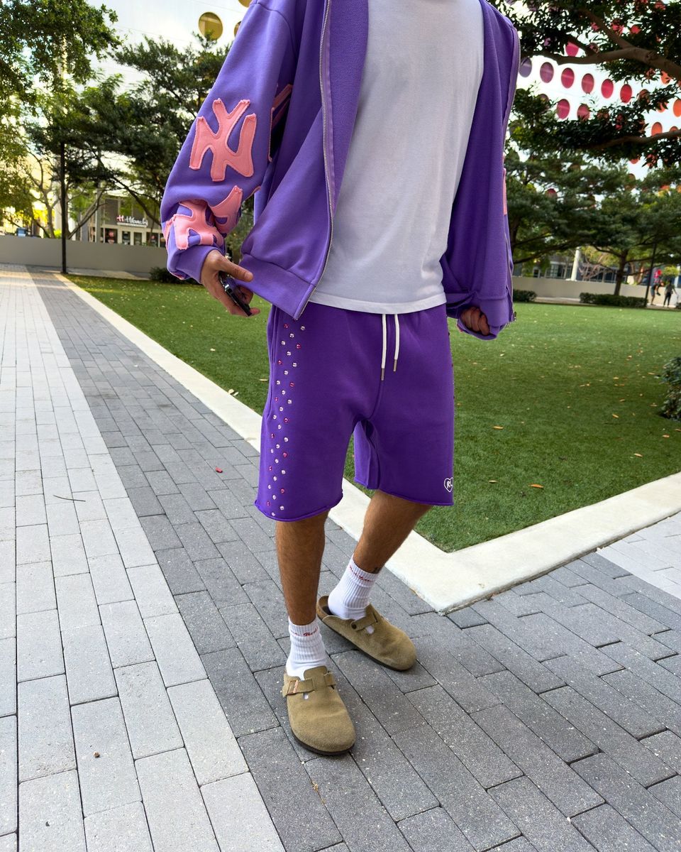 Stoned Sweat Shorts - Purple