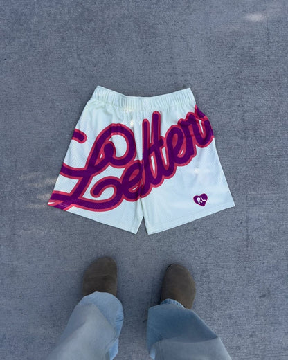 Letters Mesh Shorts - Cream