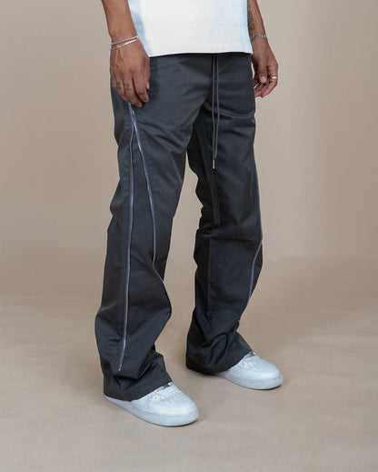 NYLON ZIP FLARED PANTS Grey