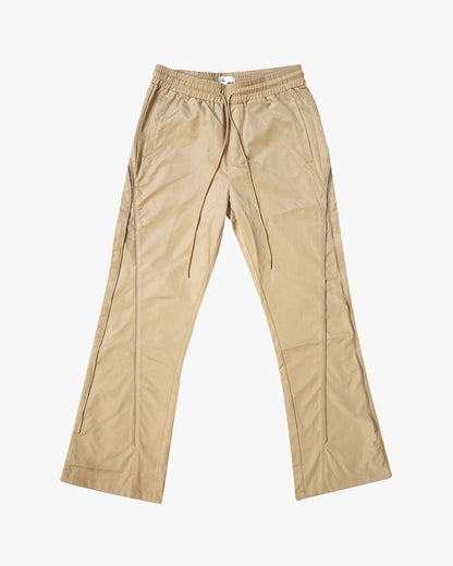 NYLON ZIP FLARED PANTS Tan