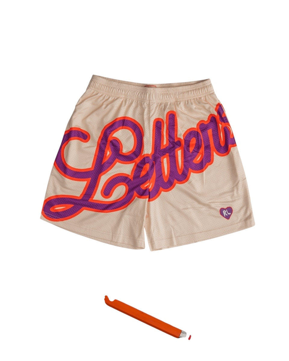 Letters Mesh Shorts - Cream