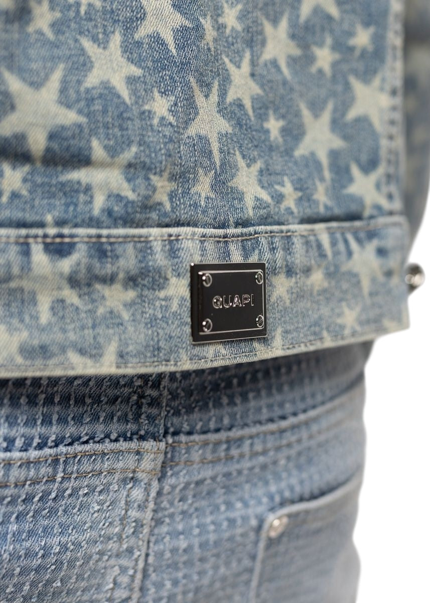 Guapi Vintage Blue Stars Denim Jacket