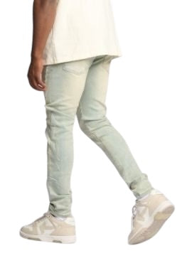 "LOVE IS PAIN" EMBOSSED SKINNY DENIM