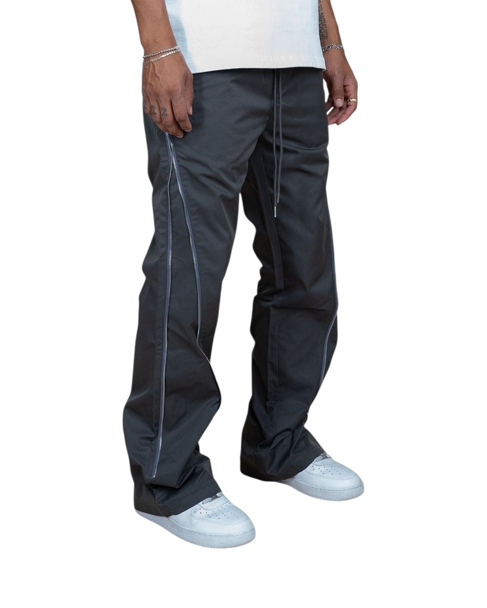 NYLON ZIP FLARED PANTS Grey