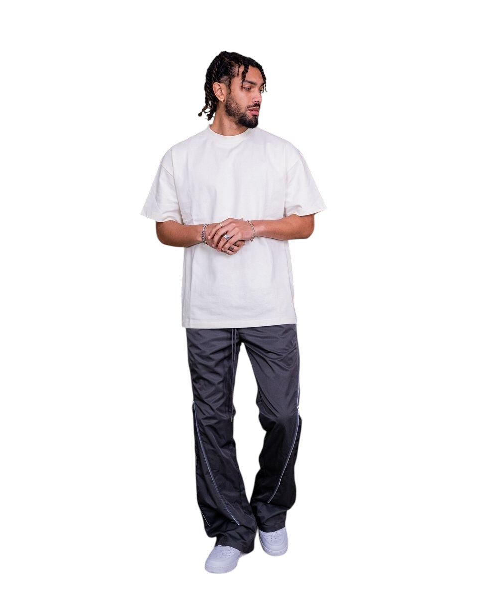 NYLON ZIP FLARED PANTS Grey